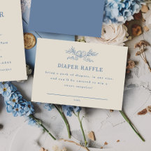 Blå Botanisk Band Diaper Lotteri Baby Shower