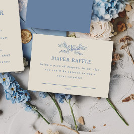 Blå Botanisk Band Diaper Lotteri Baby Shower Tilläggskort