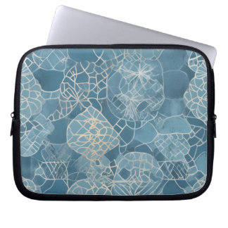Blå Botanisk Geometrisk Batik Laptop Fodral