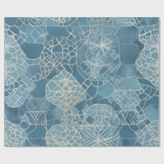 Blå Botanisk Geometrisk Batik Presentpapper