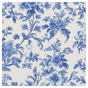 Blå botanisk vinetåpattern tyg