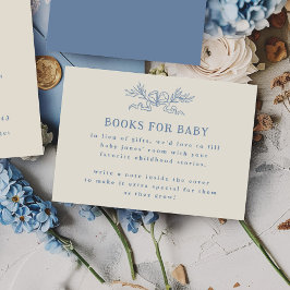 Blå Botaniska Band Böcker för Baby Shower Tilläggskort