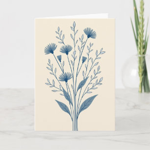 Blå Botaniska Blomningskort Kort