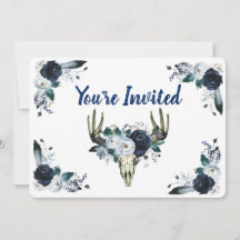 Blå Bouquet med Skull 5" x 7"-inbjudan