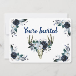 Blå Bouquet med Skull 5" x 7"-inbjudan Inbjudningar