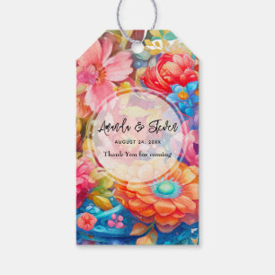 Blå Bouquet-Orange och Blå Bröllop-Tack Presentetikett