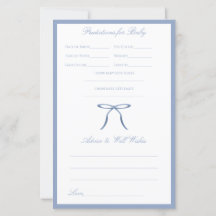 Blå Bow Babyshower Råd & Förutsägelser Spel