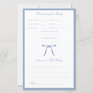 Blå Bow Babyshower Råd & Förutsägelser Spel