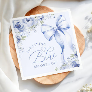 Blå Bow Floral Bridal Shower Pappersservett