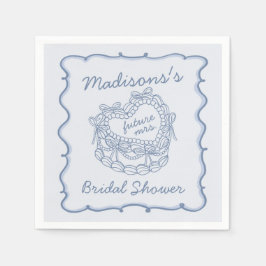 Blå Bow Retro Hjärtcoquette Tårta Bröllopsfest Pappersservett