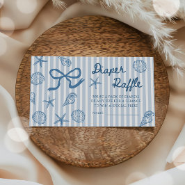 Blå Bow Shell Baby Shower Blöja Lotteri Tilläggskort