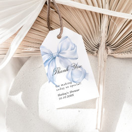 Blå Bow Tack Tag Coquette Bow Förmånstagge Presentetikett
