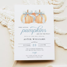Blå Bow Tvillingpojkar Pumpkin Babyfirande