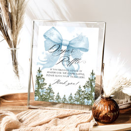 Blå bow Winter Baby Shower Raffle Poster