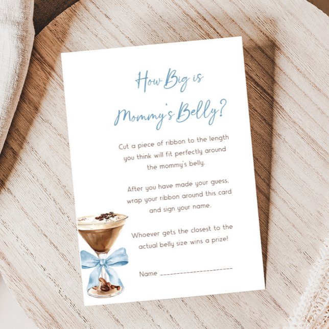 Blå Bowle Espresso Martini Baby Shower Hur Stor Är (Espresso Baby Shower Game)
