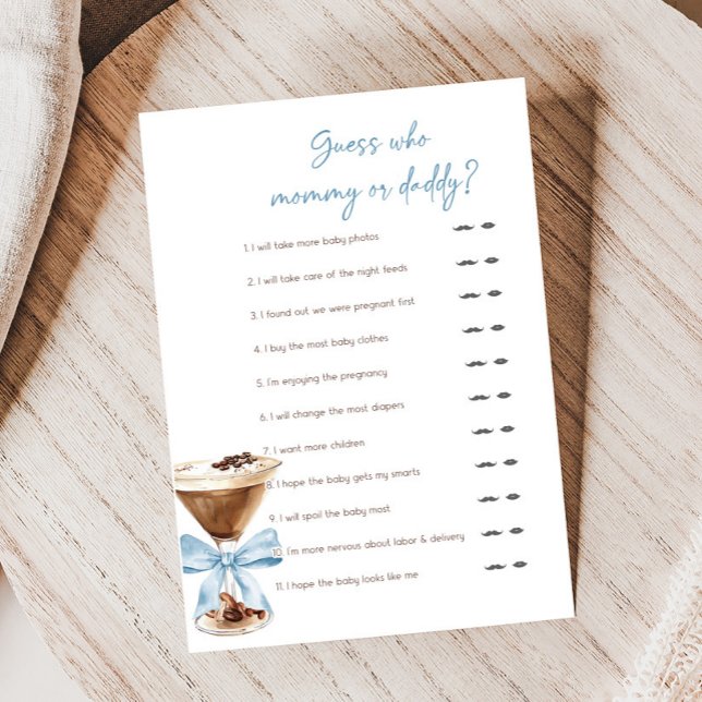 Blå Bowle Espresso Martini Dusch Gissa Vem Spelet (Espresso Baby Shower Game)