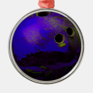 Blå Bowling Ball Anpassa den Julgransprydnad Metall