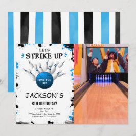 Blå Bowling Foto Inbjudan
