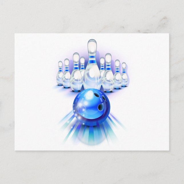Blå bowling vykort (Framsida)