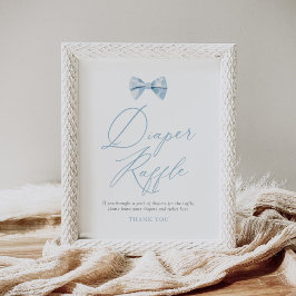 Blå Bowtie Boy Shower Diaper Raffle Sign Poster