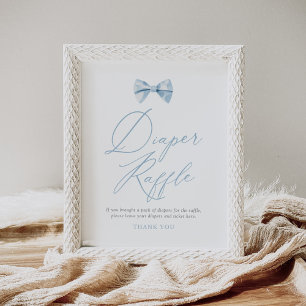 Blå Bowtie Boy Shower Diaper Raffle Sign Poster