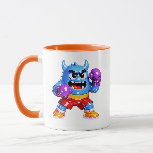 Blå boxningsmonsterillustration mugg (Vänster)