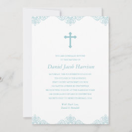 Blå Boys Baptism/Christening Inbjudningar