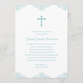 Blå Boys Baptism/Christening Inbjudningar