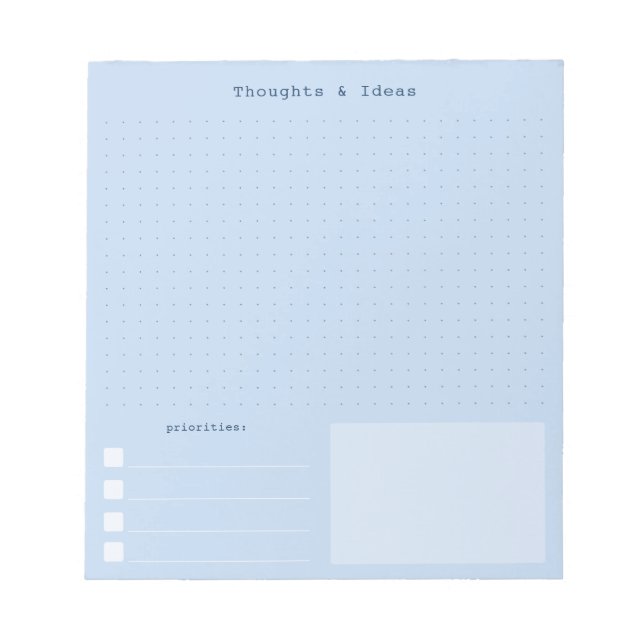 Blå Brain Dump Notepad, Retro Writer estetik Anteckningsblock (Framsida)