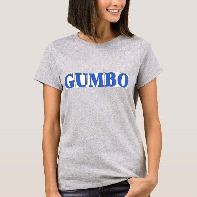 Blå Brev-brickor, GUMBO T-shirt (Framsida)