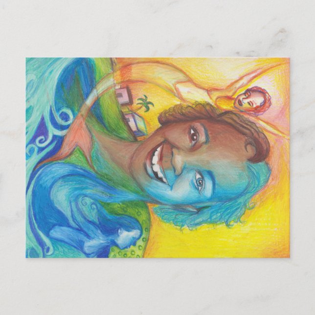 Blå brevkort vykort (Framsida)