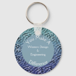 Blå brickor för medarbetaruppskattning, Tack Nyckelring