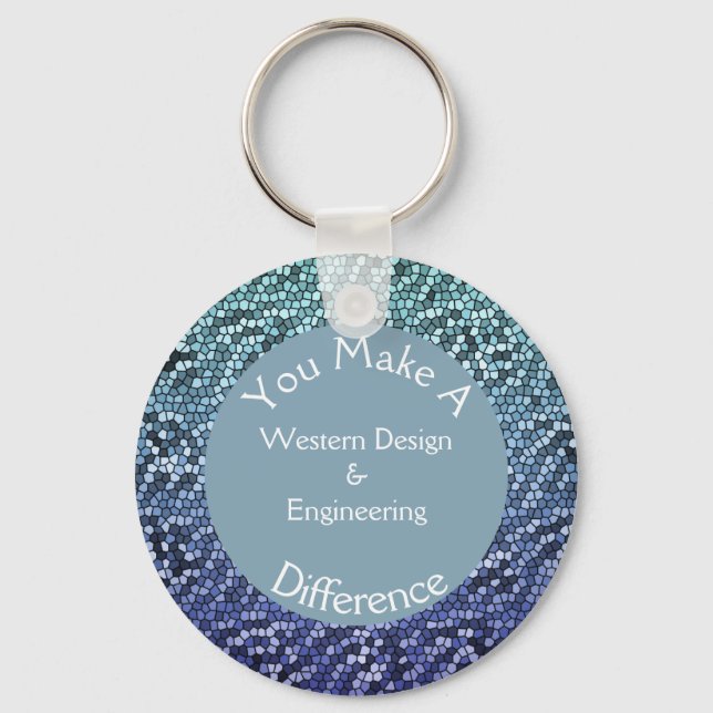 Blå brickor för medarbetaruppskattning, Tack Nyckelring (Framsida)