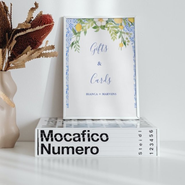 Blå brickor och Lemon-bröllopsgåvor och -kort Poster (Skapare uppladdad)