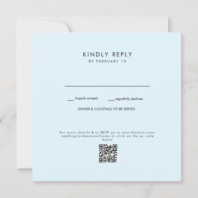 Blå Bröllops QR-kod II RSVP (Framsida)