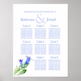 blå bröllops sittplatsschema 1-8 poster