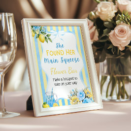 Blå Bröllopsblomsterbar med Blommor Poster