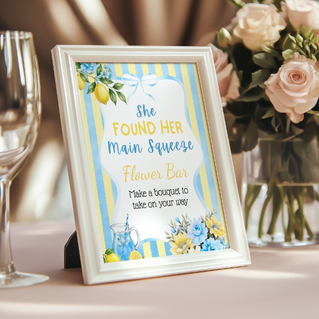 Blå Bröllopsblomsterbar med Blommor Poster (Skapare uppladdad)