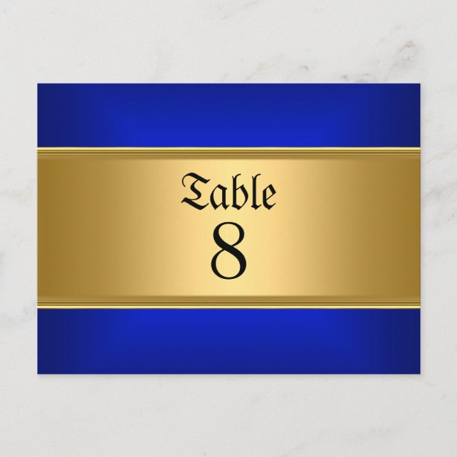 Blå bröllopsbord nummer Royal Blue Vykort (Framsida)