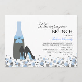 Blå Bröllopsdusch Champagne Brunch Inbjudan