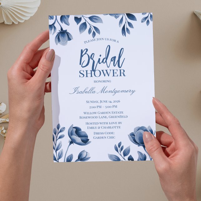 Blå Bröllopsdusch i Chinoiseriestil Inbjudningar (Blue Chinoiserie Style Bridal Shower Invitations
)