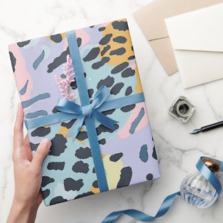 Blå Brons Pastell Leopardycksfläckar Presentpapper