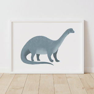 Blå Brontosaurus Dinosaur Wall Poster