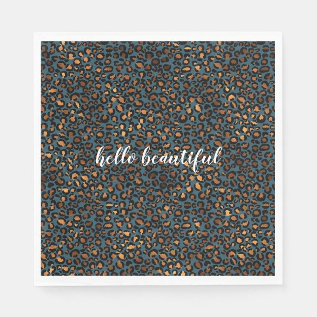 Blå bronze Leopard Skriv ut Pappersservett (Framsidan)