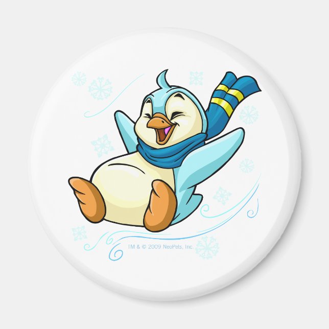 Blå Bruce som glider över is Magnet (Framsidan)