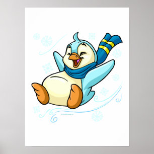 Blå Bruce som glider över is Poster