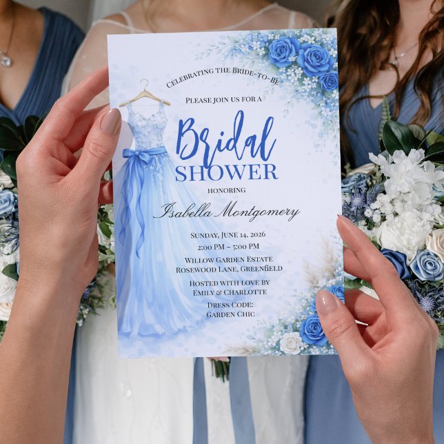 Blå brudtärnekjol Bröllopsdusch Inbjudningar (Blue Bridesmaid Dress Bridal Shower Invitations
)