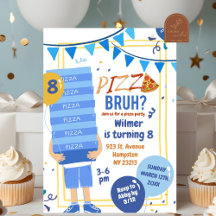 Blå Bruh Du Är Med I Pizza Och Ballong Födelsedags