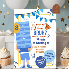 Blå Bruh Du Är Med I Pizza Och Ballong Födelsedags Inbjudningar