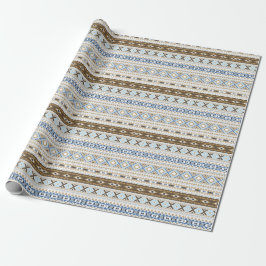 Blå Brun Aztec Tribal Presentpapper
